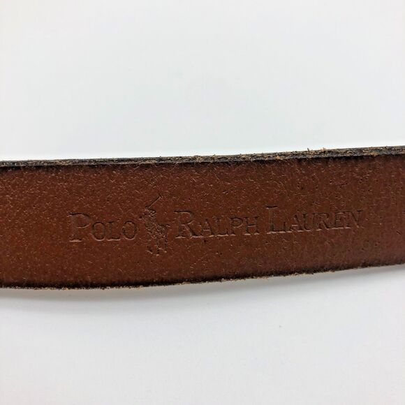 Polo Ralph Lauren Italian Leather Belt Mens Size 38 Brass Placard Customizable - Picture 5 of 9